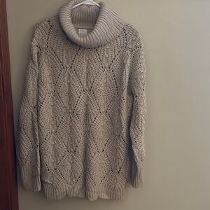 a new day Beige Diamond Knit Turtleneck Sweater